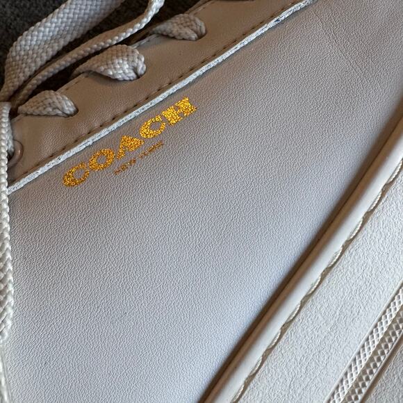 Coach Clip Low Top Sneaker Leather Cream Signature Canvas Preppy Women's 9 - Picture 11 of 16